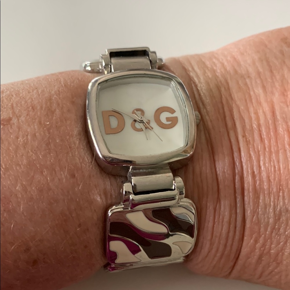 D&G Silver Watch with White Dial